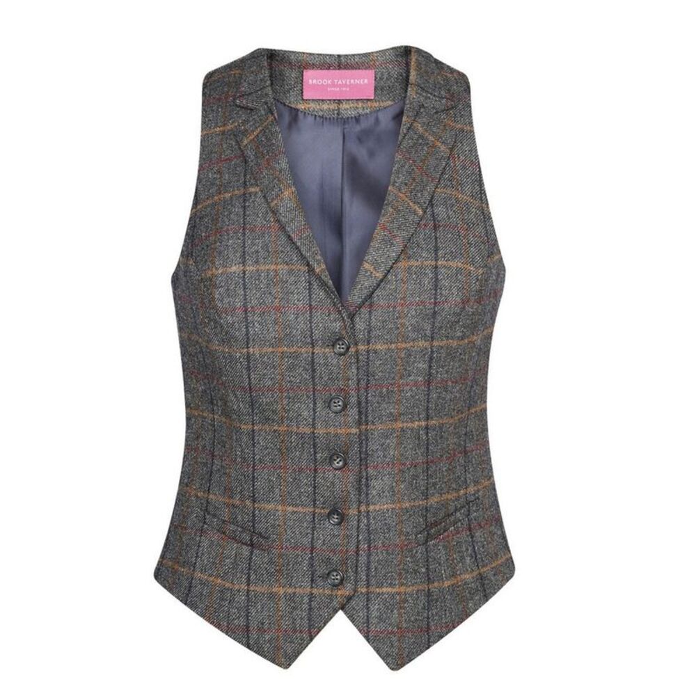 Brook Taverner Womens/Ladies Nashville Waistcoat / Gray Brown Check